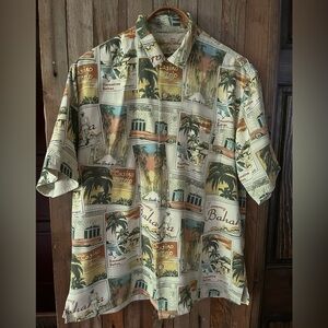 TOMMY BAHAMA Las Vegas Gambling Theme Silk Camp Shirt Sz M - NWOT